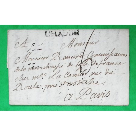 MARQUE CHADUN CHATEAUDUN EURE ET LOIR POUR COMMISSAIRE DE POLICE PARIS LN N°3 1768