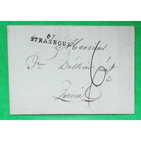 MARQUE 67 STRASBOURG BAS RHIN POUR VERVIERS BELGIQUE PERIODE REVOLUTIONNAIRE 1801