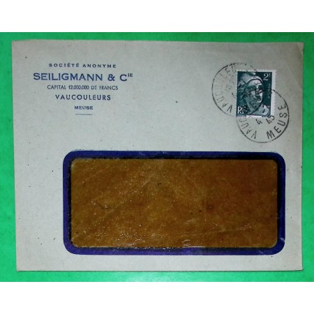 N°713 MARIANNE GANDON PERFORE S SEILIGMANN ET CIE VAUCOULEURS MEUSE 1945
