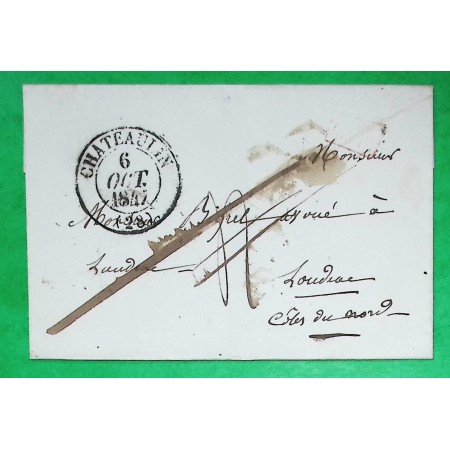 CAD TYPE 13 CHATEAULIN FINISTERE PP PORT PAYE POUR LOUDEAC COTES DU NORD 1847
