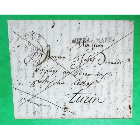 CAD TYPE 13 ANTIBES VAR GRIFFE NIZZA MARE POUR TURIN ITALIE 1837