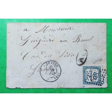 TIMBRE TAXE N°7 40C BLEU GC 3602 STE FOY LA GRANDE GIRONDE BM BOITE MOBILE 1873