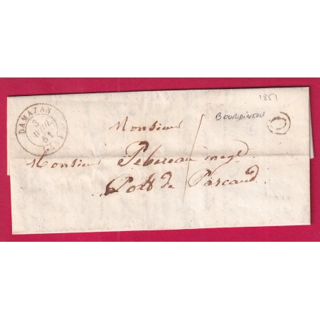 CAD TYPE 15 DAMAZAN LOT ET GARONNE BOITE RURALE O BOURDINEAU POUR PORT DE PASCAU TAXE LOCALE 1