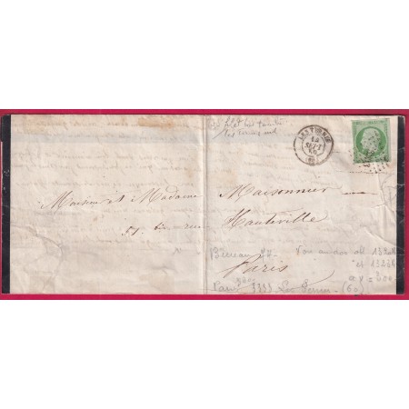 N°12 PC 3333 LES TRENES SEINE PARIS 1857 POUR PARIS