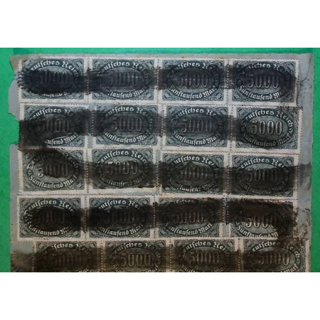 20 STAMPS 5000 DEUTSCHES REICH FÜNFTAUSEND MARK FRONT COVER