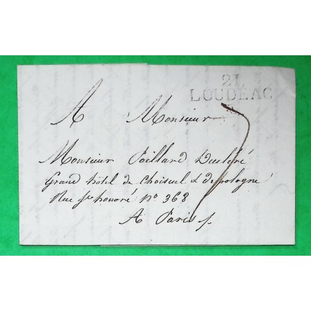 MARQUE 21 LOUDEAC COTES DU NORD DEPART FORGES DE VAUBLANC POUR PARIS 34x10 1819