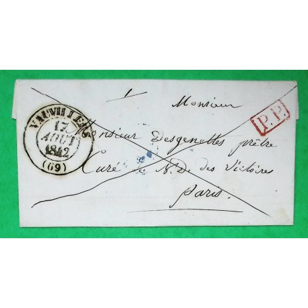 CAD TYPE 13 VAUVILLERS HAUTE SAONE PP PORT PAYE POUR PARIS 1842