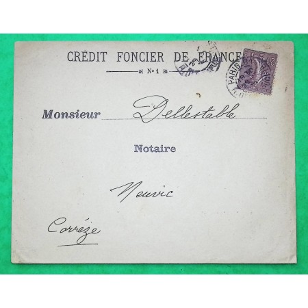 N°131 SEMEUSE 20C LILAS SEUL SUR LETTRE CREDIT FONCIER DE FRANCE PARIS