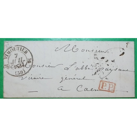 CAD TYPE 12 VIMOUTIER ORNE PP PORT PAYE POUR CAEN CALVADOS 1834 LETTRE COVER FRANCE