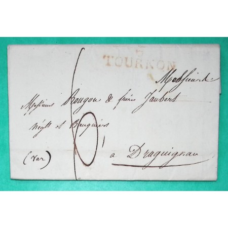 MARQUE 6 TOURNON ROUGE ARDECHE POUR DRAGUIGNAN VAR 39x12 1820