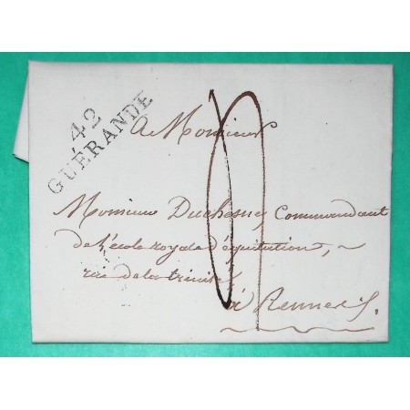 MARQUE 42 GUERANDE LOIRE INFERIEURE POUR COMMANDANT ECOLE EQUITATION RENNES ILLE ET VILAINE 41x11 1827