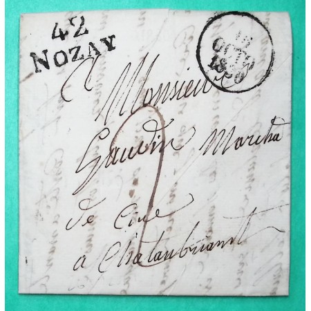 MARQUE 42 NOZAY LOIRE INFERIEURE POUR CHATEAUBRIANT 26x12 1830