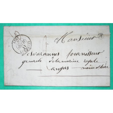 CAD TYPE 13 AUBUSSON CREUSE BOITE RURALE H SEAUVE POUR ANGERS MAINE ET LOIRE 1847