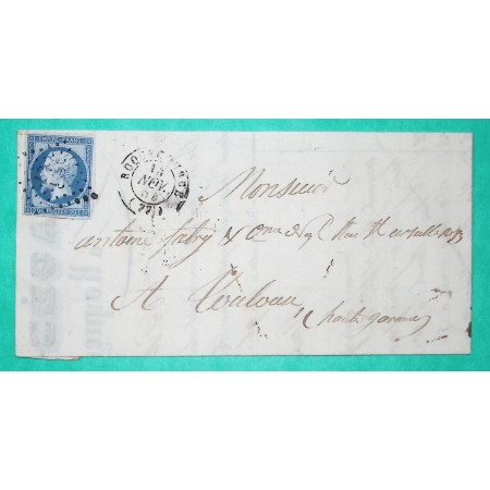 N°14 BLEU LAITEUX PC 2723 ROQUECOURBE TARN POUR TOULOUSE HAUTE GARONNE 1854