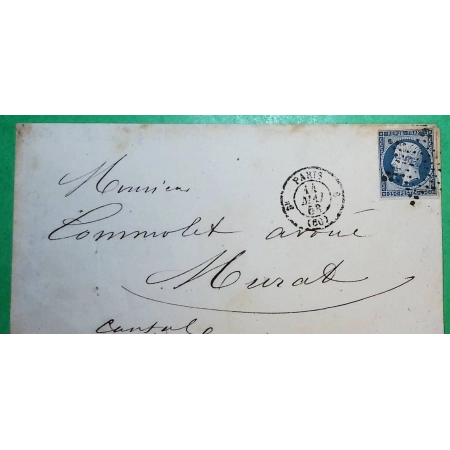 N°10 NAPOLEON REPUBLIQUE ETOILE DE PARIS CACHET DE ROUTE POUR MURAT CANTAL 1853 LETTRE COVER FRANCE