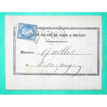 N°29 CONVOYEUR STATION BREUIL BARRET LIGNE NIORT.A VENDEE LETTRE CHEMIN DE FER PARIS A ORLEANS 1869