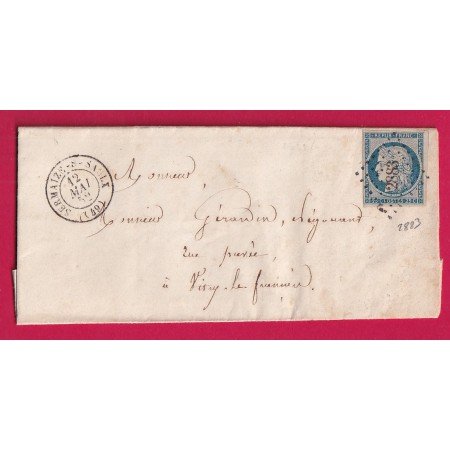 N°4 PC 2883 SERMAIZE SUR SAULT 1852 MARNE POUR VITRY LE FRANCOIS SIGNE POTHION AU DOS