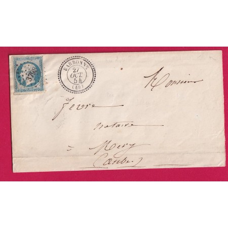 N°14 BLEU LAITEUX PC 3798 BARBONNE MARNE CAD TYPE 22 POUR MERY SUR SEINE AUBE