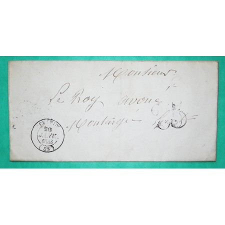 CAD TYPE 14 CHEROY YONNE BOITE RURALE C JOUY POUR MONTARGIS LOIRET TAXE 25 1853