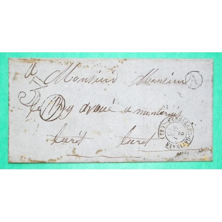 CAD TYPE 15 FERRIERES GATINAIS LOIRET BOITE RURALE A CHEVANNES POUR MONTARGIS TAXE 30 1869