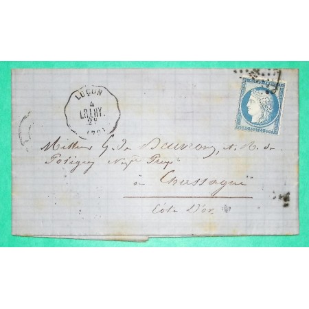 N°60A CONVOYEUR STATION LUCON LIGNE LR.LRY VENDEE POUR CHASSAGNE COTE D'OR 1873