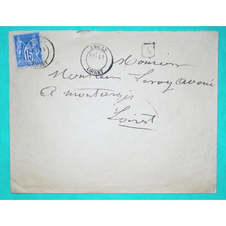 N°90 SAGE CAD TYPE 18 EVIDE AMILLY LOIRET BOITE URBAINE A POUR MONTARGIS 1883