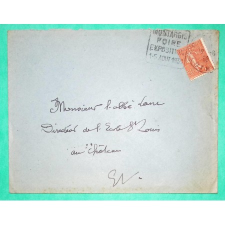 N°199 SEMEUSE DAGUIN MONTARGIS FOIRE EXPOSITION 1-5 AOUT 1930 LOIRET LETTRE