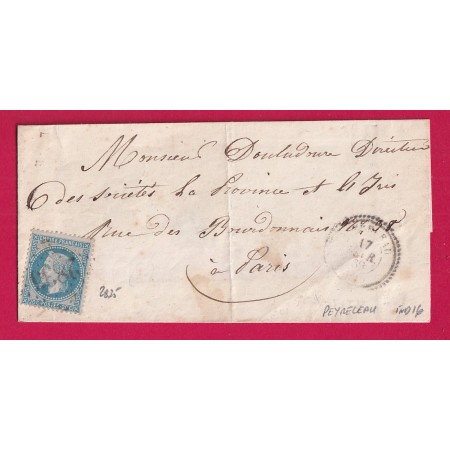 N°29 GC 2835 PEYRELEAU AVEYRON CAD TYPE 22 INDICE 16 POUR PARIS