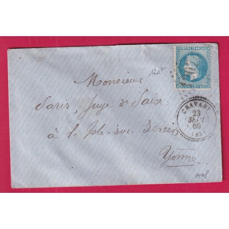 N°29 GC 1207 CRAVANT YONNE CAD TYPE 22 POUR ISLE SUR SEREIN 1869