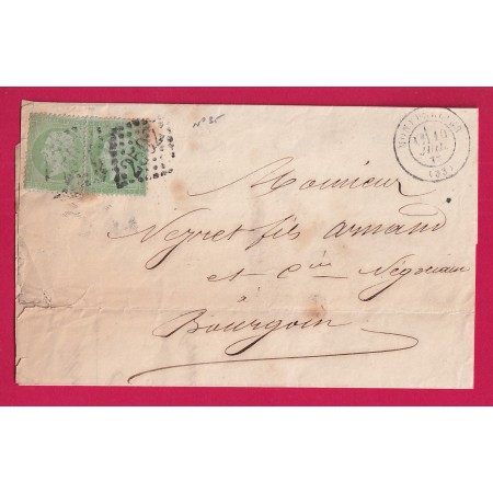N°35 X2 GC 2502 MONTPELLIER HERAULT 10 JUILLET 1872 POUR BOURGOIN ISERE SUR IMPRIME