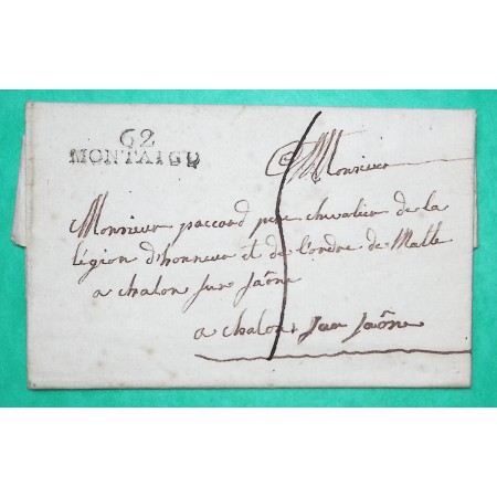 MARQUE 62 MONTAIGU MONTAIGUT PUY DE DOME DEPART PERDECHAT POUR CHALON SUR SAONE SAONE ET LOIRE 32x8 1818