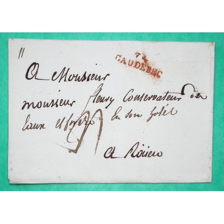 MARQUE 74 CAUDEBEC SEINE INFERIEURE ROUGE POUR ROUEN 29x9