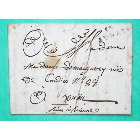 MARQUE 13 AUNAY AULNAY CALVADOS DEPART BANNEVILLE? POUR ROUEN SEINE INFERIEURE 24x9 1814