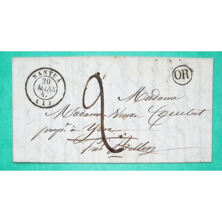 CAD TYPE 15 NANTUA AIN OR ORIGINE RURALE LA CLUSE POUR CHAMPAGNE SUR SERANS 1847