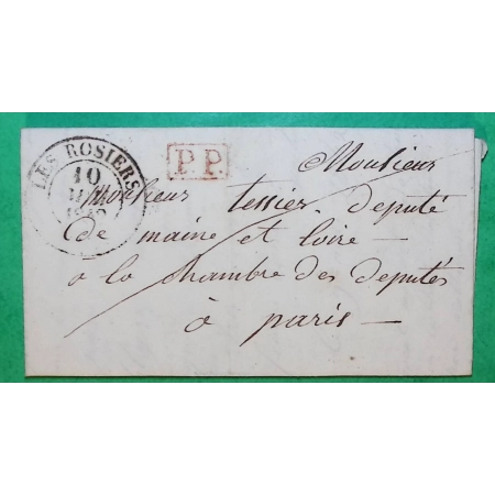 CAD TYPE 13 LES ROSIERS MAINE ET LOIRE PP PORT PAYE TAXE MANUSCRITE MODIFIEE POUR PARIS 1842 LETTRE COVER FRANCE