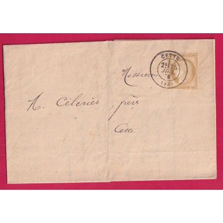 N°55 SEUL SUR LETTRE CAD TYPE 17 CETTE HERAULT  POUR CETTE