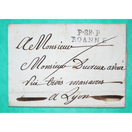 MARQUE P88P ROANNE LOIRE PORT PAYE POUR LYON RHONE 30x10 1812