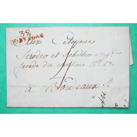 MARQUE 32 PODENSAC ROUGE GIRONDE DEPART CERONS POUR BORDEAUX PERIODE REVOLUTIONNAIRE 30x10 1800