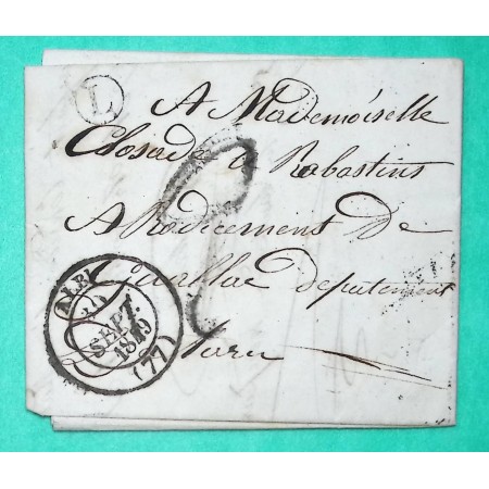 CAD TYPE 14 ALBI TARN BOITE RURALE L ROUFFIAC POUR RABASTENS TAXE TAMPON 2 1849