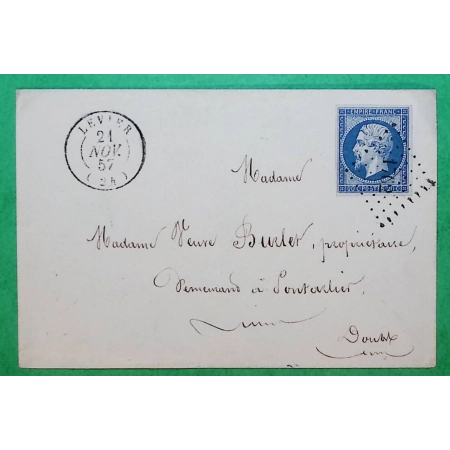N°14 PC 1702 LEVIER DOUBS POUR PONTARLIER 1857 LETTRE COVER FRANCE