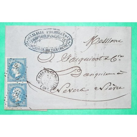 N°22 PAIRE GC 3815 ST PIERRE LE MOUTIER NIEVRE DOUBLE PORT POUR NEVERS 1864