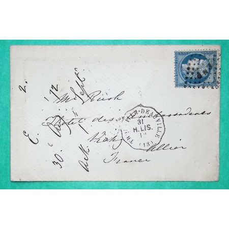 N°60A CONVOYEUR STATION TROUVILLE DEAUVILLE LIGNE H.LIS CALVADOS POUR VICHY ALLIER 1872