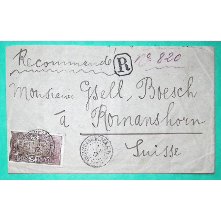 50C DAHOMEY AOF LETTRE RECOMMANDE ABOMEY POUR ROMANSHORN SUISSE CENSURE 1917 WW1