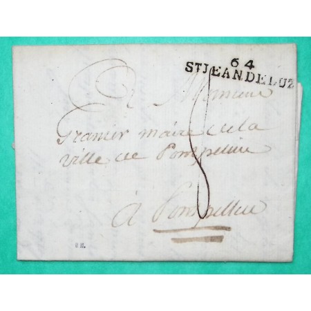 MARQUE 64 ST JEAN DE LUZ BASSES PYRENEES DEPART CIBOURE POUR MONTPELLIER HERAULT 39x7 1808