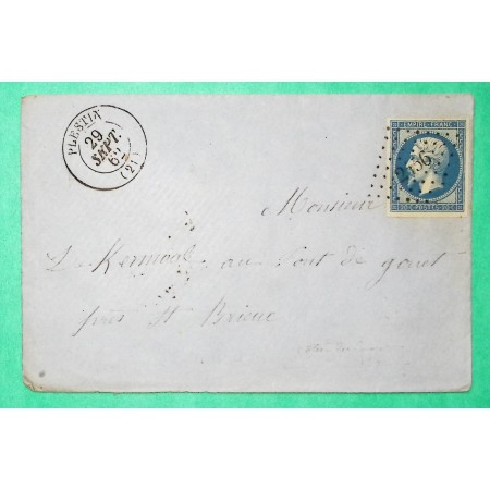 N°14B TB PC 2456 PLESTIN COTES DU NORD POUR ST BRIEUC SEPTEMBRE 1862