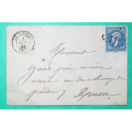 N°22 GC 1117 LE CONQUET FINISTERE POUR ROUEN SEINE INFERIEURE 1866