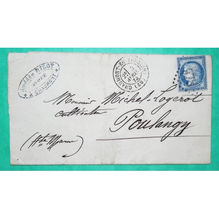 N°60B TYPE II GC 978 CHAUMONT EN BASSIGNY HAUTE MARNE POUR POULANGY 1874