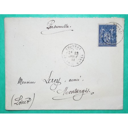 N°90 SAGE CAD TYPE 18 THOMERY SEINE ET MARNE POUR MONTARGIS LOIRET 1881