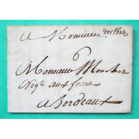 MARQUE MANUSCRITE ORTHEZ BASSES PYRENEES POUR BORDEAUX GIRONDE LN N°1A 1767