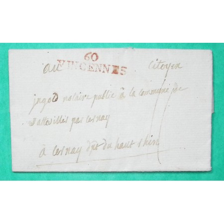 MARQUE 60 VALENCIENNES SEINE POUR CERNAY HAUT RHIN PERIODE REVOLUTIONNAIRE 37x10 1801